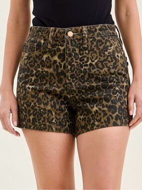 Judy Blue Rigid Magic Leopard Print High-Rise Denim Shorts